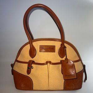 Canvas and Leather Double Zipper Satchel